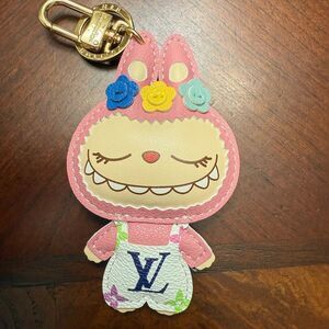 Brand new upcycled Louis Vuitton Pink Floral labubu Bag Charm/ key chain